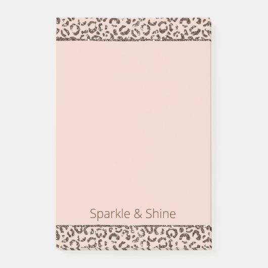 Blush Peach Chocolate Brown Leopard Glitter    Post-it® Notes (Voorkant)