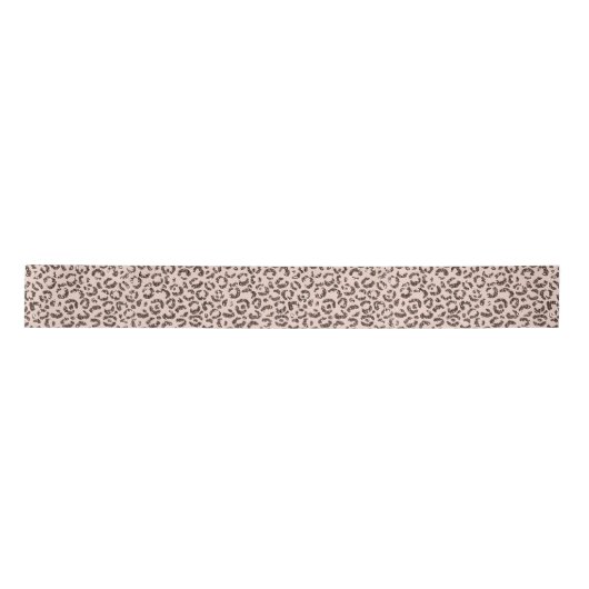 Blush Peach Chocolate Brown Leopard Glitter Satijnen Lint (Voorkant)