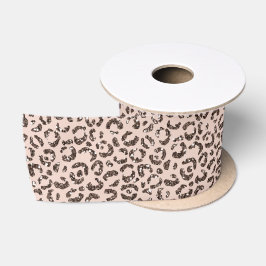 Blush Peach Chocolate Brown Leopard Glitter        Satijnen Lint