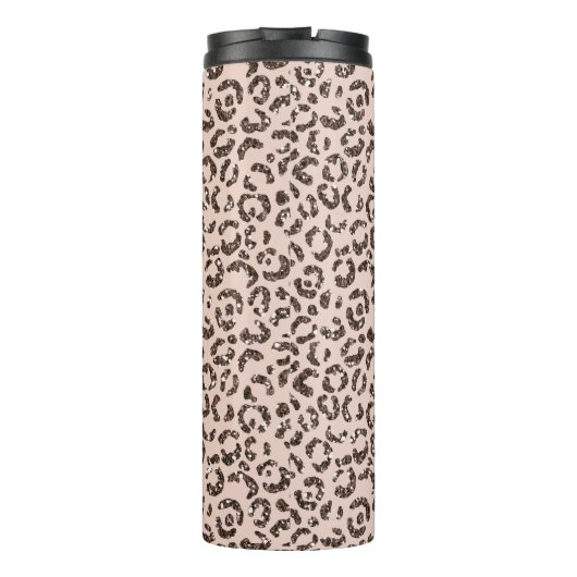 Blush Peach Chocolate Brown Leopard Glitter Thermosbeker (Achterkant)