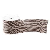 Blush Peach Chocolate Brown Zebra Print Glitter Grosgrain Lint (Spoel)