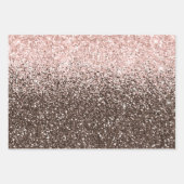 Blush Peach Chocolate Brown Zebra Print Glitter Inpakpapier Vel (Voorkant 3)