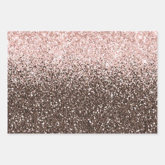 Blush Peach Chocolate Brown Zebra Print Glitter Inpakpapier Vel (Voorkant 3)