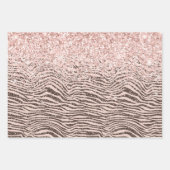 Blush Peach Chocolate Brown Zebra Print Glitter Inpakpapier Vel (Voorkant)