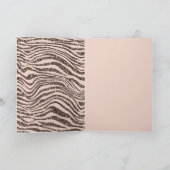 Blush Peach Chocolate Brown Zebra Print Glitter Kaart (Binnen)