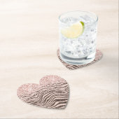 Blush Peach Chocolate Brown Zebra Print Glitter Kartonnen Onderzetters (Insitu)