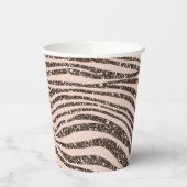 Blush Peach Chocolate Brown Zebra Print Glitter Papieren Bekers (Links)