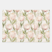 Blush Peach Cream Tulips Flowers Inpakpapier Vel (Voorkant)