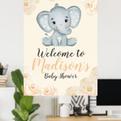 Blush Peach Elephant Welcome Sign Poster (Thuiskantoor)