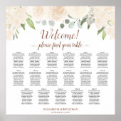 Blush Peach Floral 17 Table Wedding Seating Chart Poster (Voorkant)