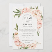 Blush Peach Floral Capsule Couples Shower Invite Bedankkaart (Voorkant)