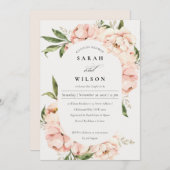 Blush Peach Floral Capsule Couples Shower Invite Bedankkaart (Voorkant / Achterkant)