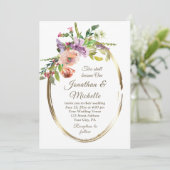 Blush Peach Floral Gold Lijst Christelijk bruiloft Kaart (Staand voorkant)