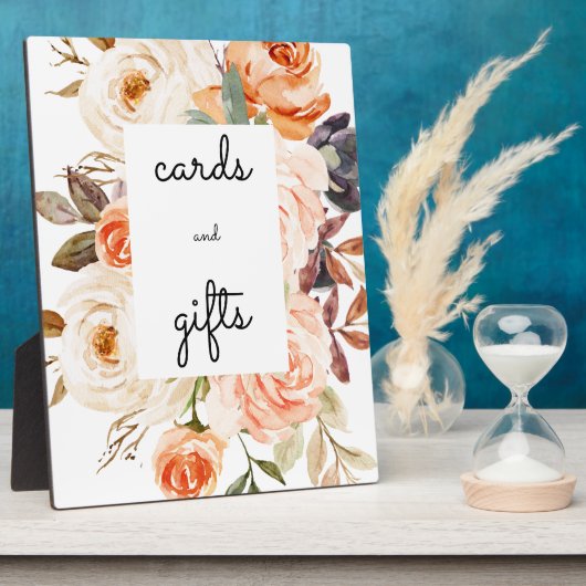 Blush & Peach Floral Kaarten & Gifts Sign Easel Fotoplaat (Zijkant)
