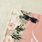 Blush peach floral + op maat gesneden bruiloft strandlaken (In situ)