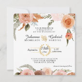 Blush Peach Floral Peony Waterverf Leaf Foliage Kaart (Voorkant)