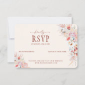 Blush Peach Floral QR Code RSVP Wedding Kaartje (Voorkant)