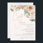 Blush Peach Floral Romantic Vrijgezellenfeest Kaart<br><div class="desc">Waterverf Blush Peach Floral Romantic Bridal Shower Invitation. Bericht me voor om het even welke noodzakelijke aanpassingen</div>