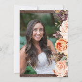 Blush & Peach Floral Rustic Afstuderen Foto v2 Kaart (Achterkant)