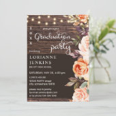 Blush & Peach Floral Rustic Afstuderen v2 Kaart (Staand voorkant)