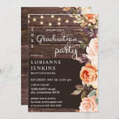 Blush & Peach Floral Rustic Afstuderen v2 Kaart (Voorkant / Achterkant)