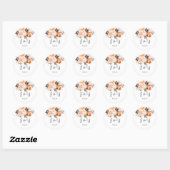 Blush & Peach Floral Rustic Monogram Ronde Sticker (Vel)