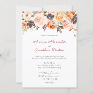 Blush & Peach Floral Rustic Wedding Kaart