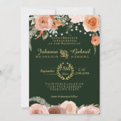 Blush Peach Floral Twinkle Foliage Forest Green Kaart (Voorkant)