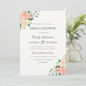 Blush Peach Floral Waterverf Vrijgezellenfeest Kaart (Staand voorkant)