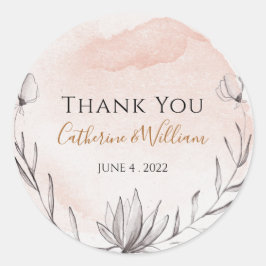 Blush Peach Floral Weddenschap Bedankt Ronde Sticker