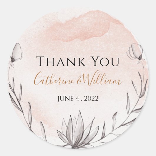 Blush Peach Floral Weddenschap Bedankt Ronde Sticker (Voorkant)