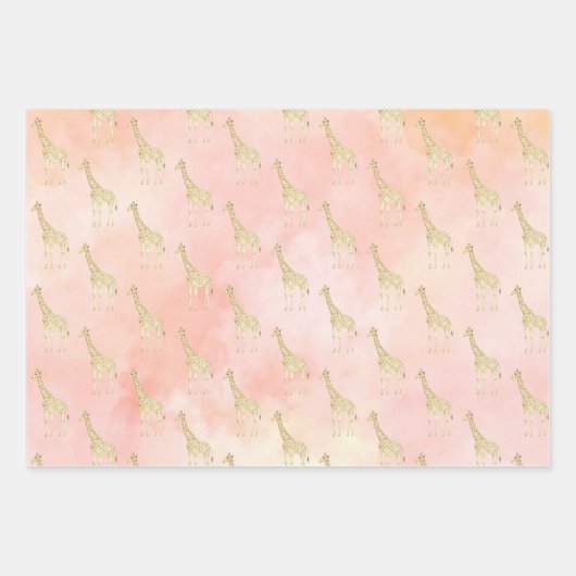 Blush Peach Giraffe Inpakpapier Vel (Voorkant 2)
