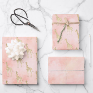 Blush Peach Giraffe     Inpakpapier Vel