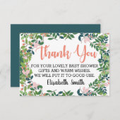 Blush Peach Greenery Trendy Baby shower Bedankkaart (Voorkant / Achterkant)