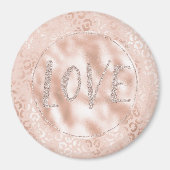 Blush Peach Leopard print Glitter Love Magneet (Voorkant)