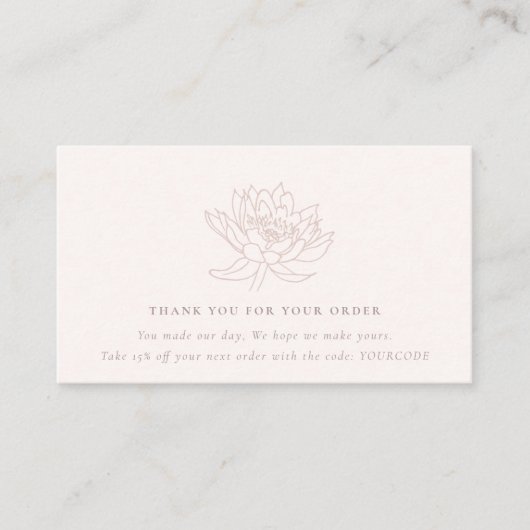 BLUSH PEACH LOTUS FLORA LOGO TOONT DANK U VISITEKAARTJE (Voorkant)