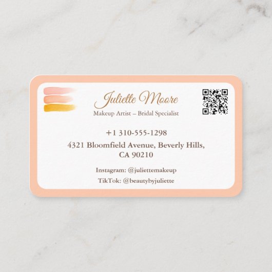 Blush Peach Make-up Artist Visitekaartje (Achterkant)
