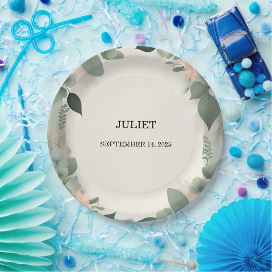 Blush Peach Mint Moss Sage Groen Vrijgezellenfeest Papieren Bordje (Feest)