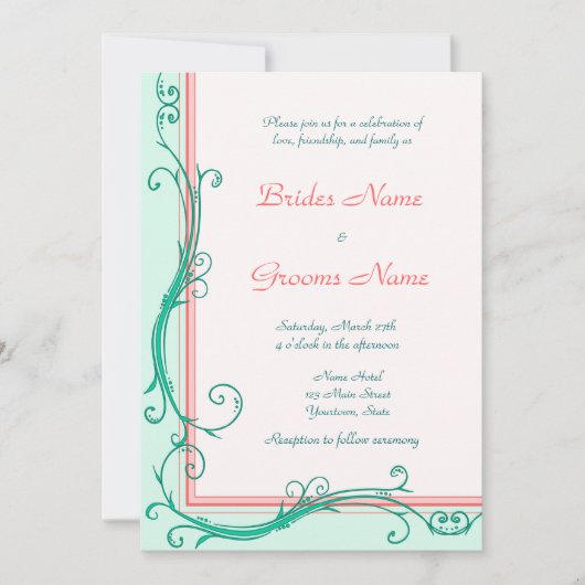 Blush Peach & Mint Weddenschap Kaart (Voorkant)