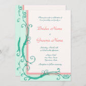 Blush Peach & Mint Weddenschap Kaart (Voorkant / Achterkant)