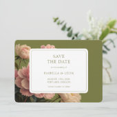 blush peach | Modern Olijfgroen Roos Kaart (Staand voorkant)
