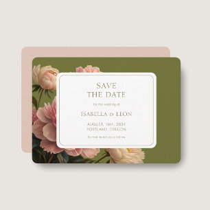 blush peach   Modern Olijfgroen  Roos Kaart