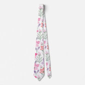 Blush Peach Modern Trendy Floral Pattern Wedding Stropdas (Voorkant)