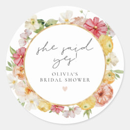 Blush & Peach Pastel Floral Vrijgezellenfeest Ronde Sticker