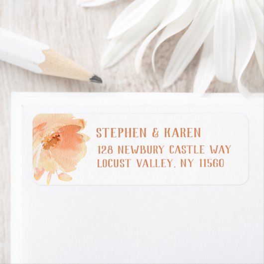 Blush Peach Peony Elegant Return Address Label (Insitu)