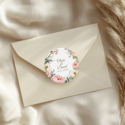 Blush & Peach Peony Trouw Envelope Zegel