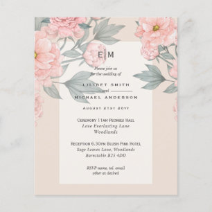Blush Peach PIËENEN Sering Huwelijksuitnodiging BU Flyer