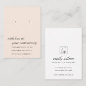 BLUSH PEACH PINK JUBILEUM EARRING DISPLAY CARD PLAATSKAARTJE (Voorkant / Achterkant)