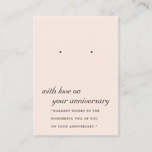 BLUSH PEACH PINK JUBILEUM EARRING DISPLAY CARD PLAATSKAARTJE (Voorkant)