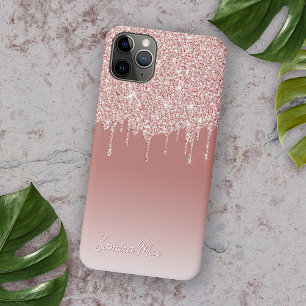 Blush Peach Pink Rose Gold Glitter Art Patroon Case-Mate iPhone Case
